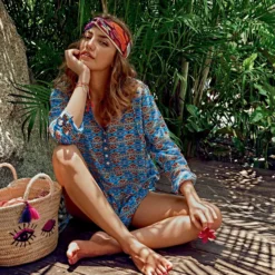 ANITA Blouse De Plage Rosa Faia Mangaia Bleu